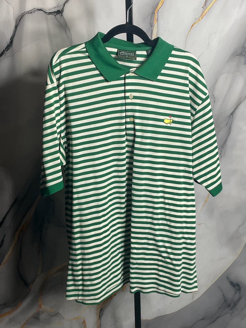 Masters Collection 60'S Two Ply Green Striped Men's Polo Sz. XL